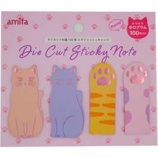 Girly Cats Sticky Notes Set with Pink Foil