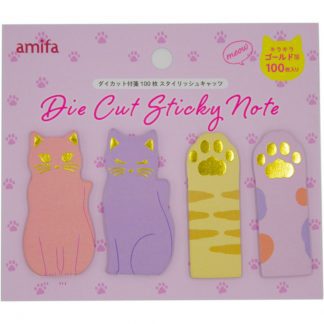 Girly Cats Sticky Notes Set with Gold Foil