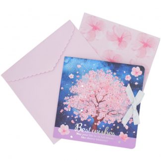 Cherry Blossom Night Sky Greeting Card with Stickers